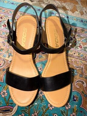Soda Black Ankle-Strap Women's Sandals